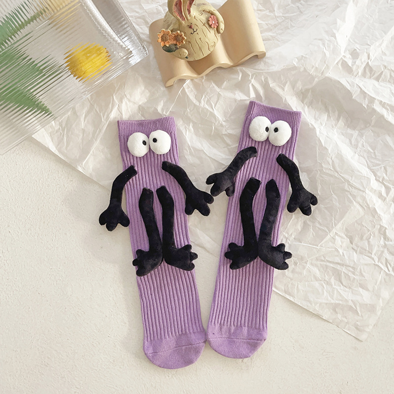 Colorful dopamine black coal ball cartoon doll socks for parents and children, cute ins trendy baby mid-calf socks Item Picture