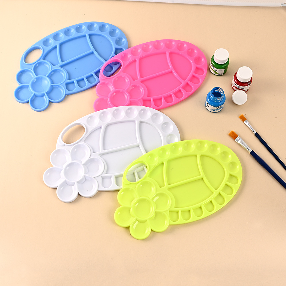 Cross-border plum blossom-shaped pigment palette, student art watercolor chalk box, pen washer, three-line mixed color palette Cross-border plum blossom-shaped pigment palette, student art watercolor chalk box, pen washer, three-line mixed color palette