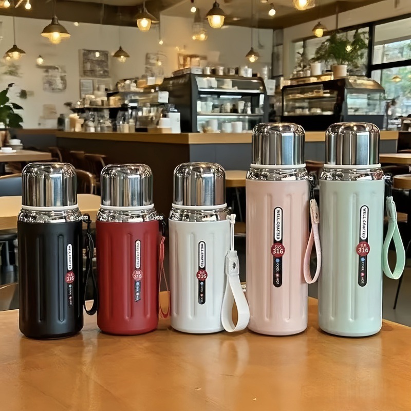 New Roman 316 stainless steel tea brewing insulated cup with lid, high-end tea and water separation handle, large-capacity gift cup
