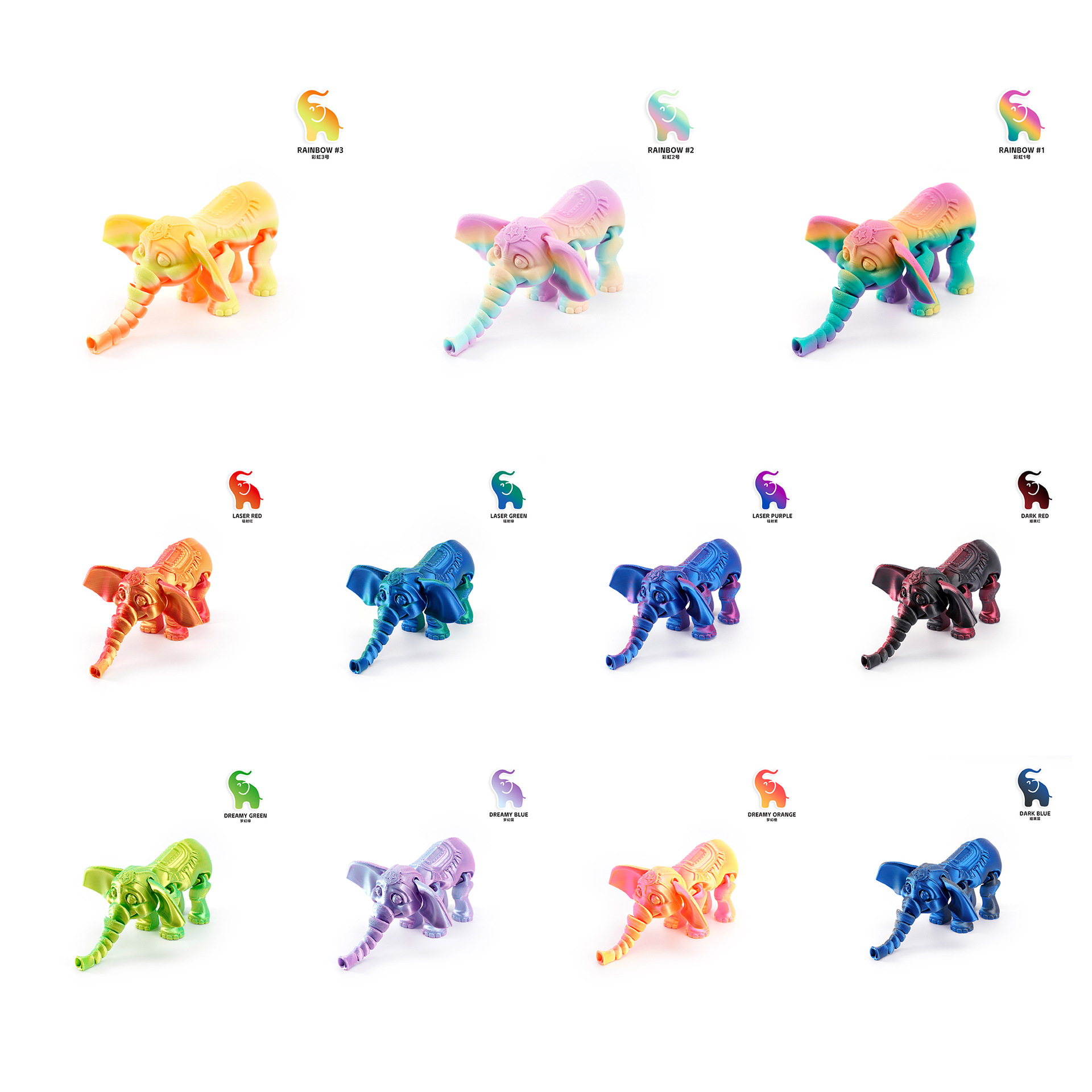 3D printed cross-border best-selling Dumbo movable one-piece joint desktop figurine, forest animal with cute big ears Application Scenario