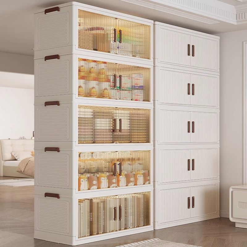 零食柜收纳柜免安装收纳箱鞋柜厨房卧室客厅储物柜家用带轮置物