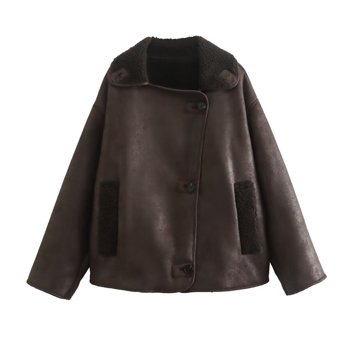 Amazon Cross-border Wholesale 2024 Autumn/Winter European and American style lapel double-sided jacket coat 3548/043 Application Scenario