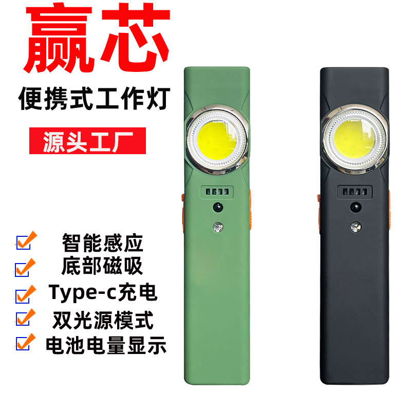 Multifunctional portable mini high-intensity dual light source work light TYPE-C Outdoor magnetic long-range radiation work coat and hat clip light Item Picture