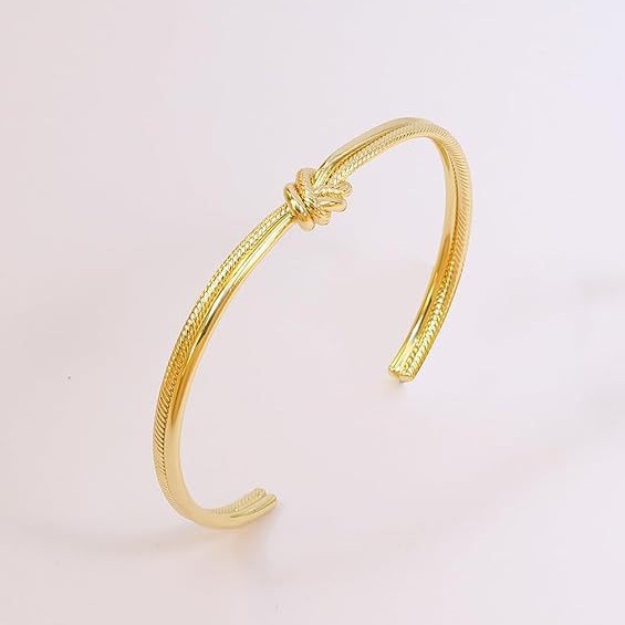 New fashionable double-line knotted open brass bracelet, simple knotted open adjustable bracelet, simple, niche and cool