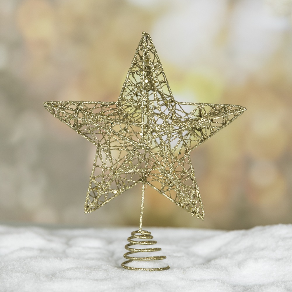 跨境新款圣诞树顶星圣诞树圣圣诞装饰品圣诞五角星灯饰星星发光