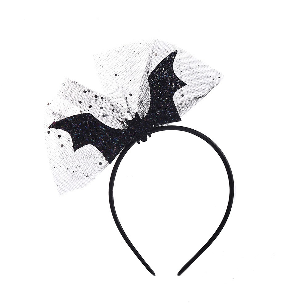 Cross-border Halloween gauze bat headband, children's Ghost Festival costume sequin headband, girls' atmosphere handmade hair accessory Item Picture
