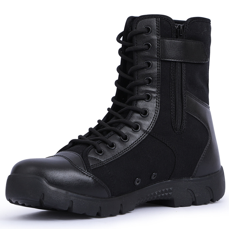 Outdoor canvas shoes, men's boots, summer high-top tactical boots, ultra-light combat boots, women's breathable combat training, security shoes, men's training Item Picture