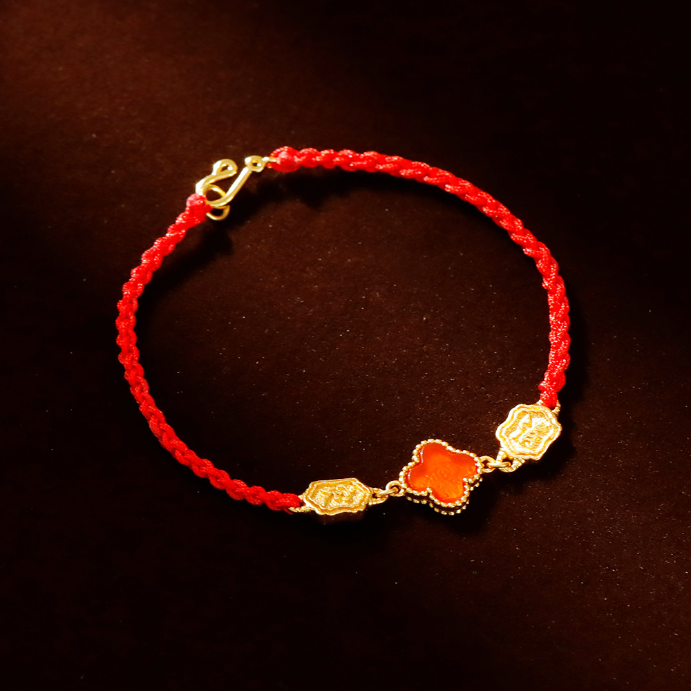 Hyacinth's zodiac year red string bracelet, hand-woven bracelet, niche design, red agate accessory, will be a bestseller on Douyin in 2025
