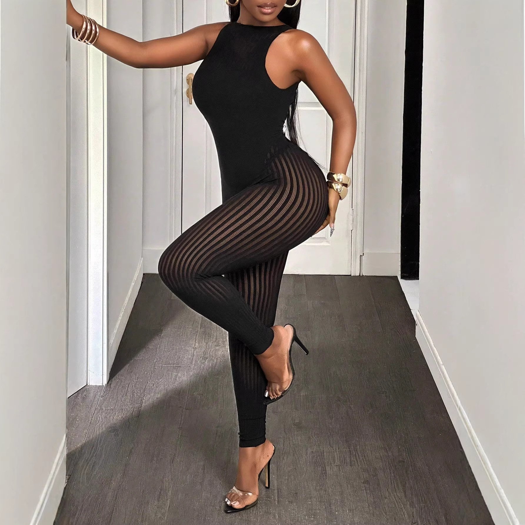 2026 European and American cross-border jumpsuit fashion Seamless Amazon Instagram Style Fake Style BY2 High-end sensual Hot Girl Specification drawing