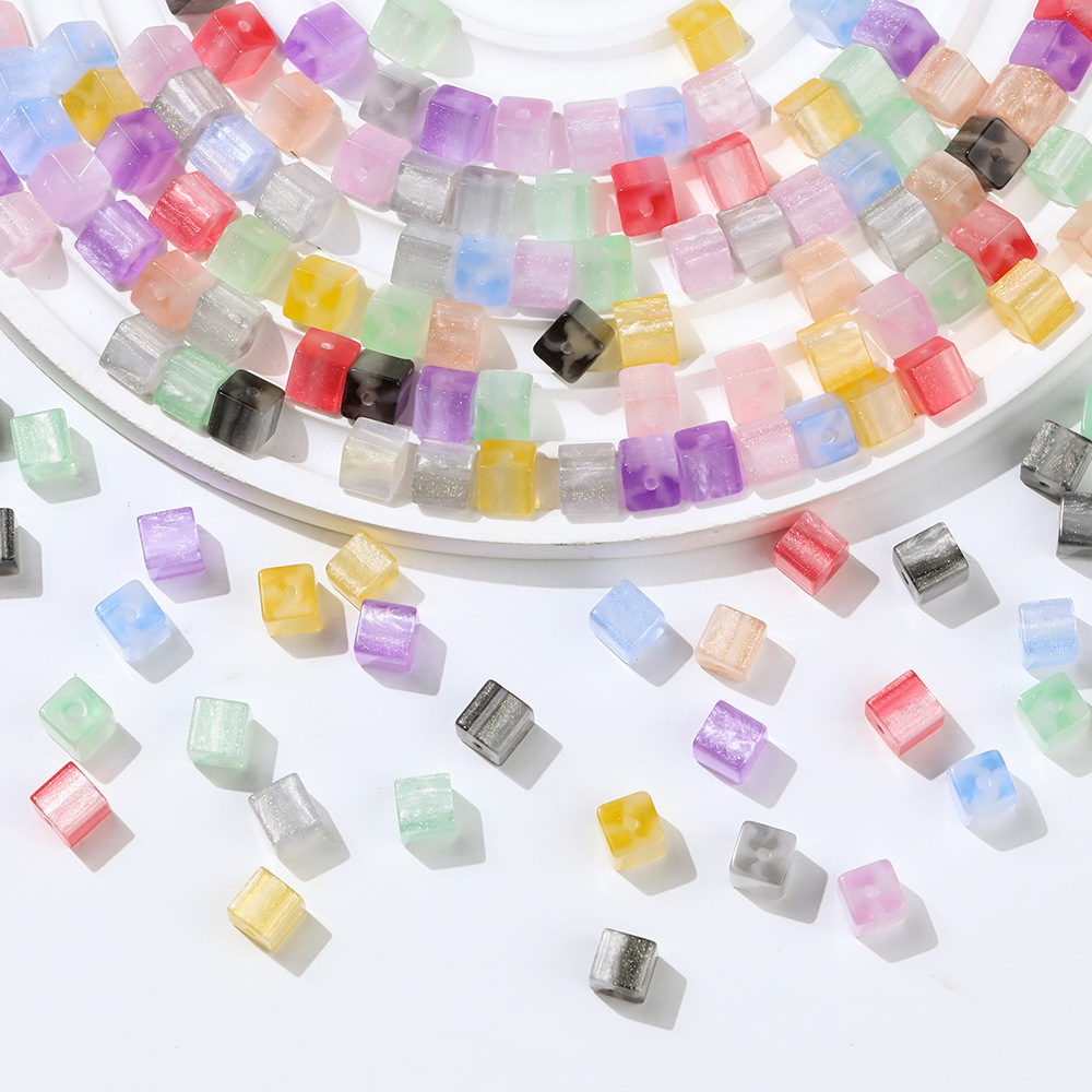 8*8 colored silver-coated ultraviolet light changing cube sugar color-changing beads, resin beads, irregular-shaped beads, diy bracelet jewelry accessories, magnetic sheets Specification image