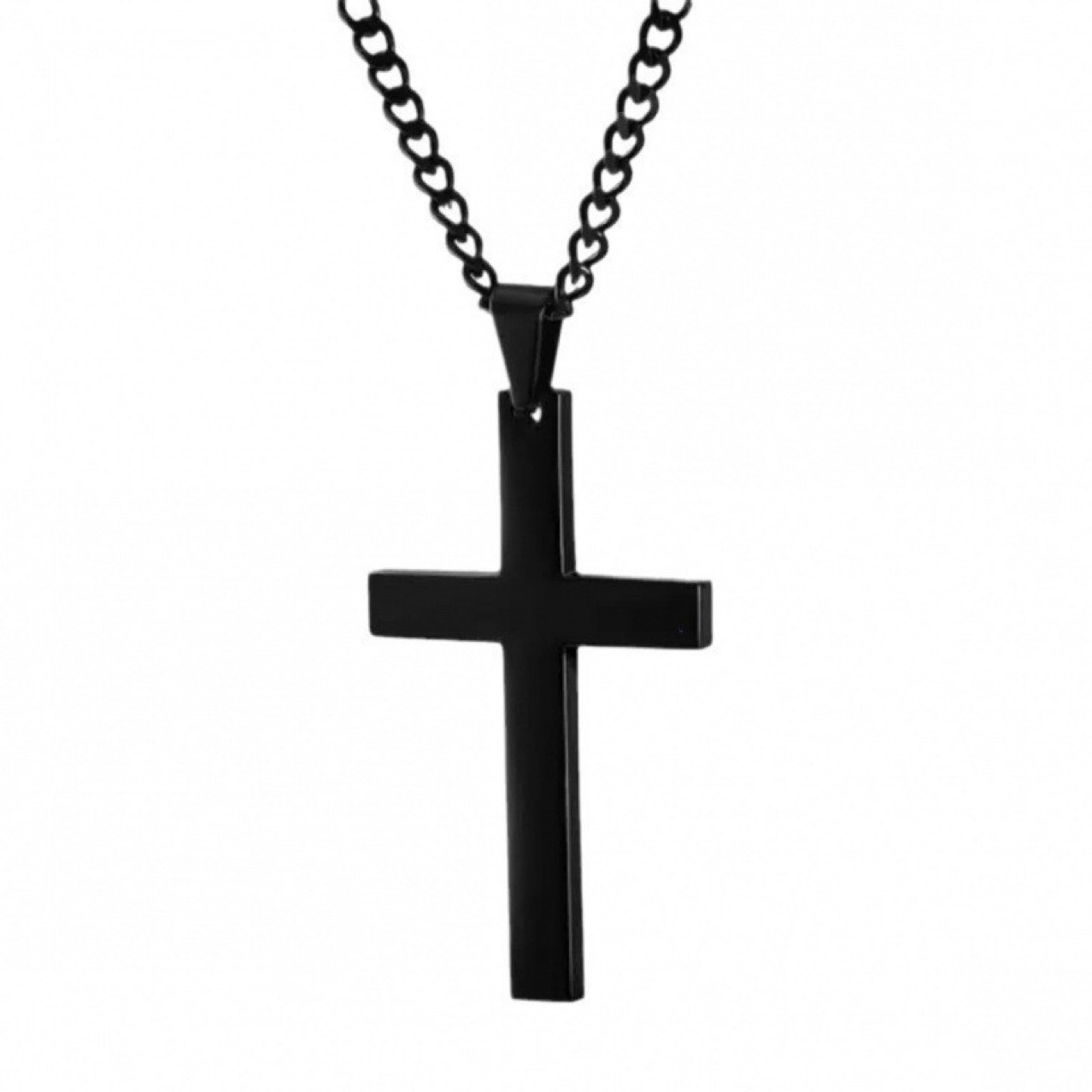 Promotion: New minimalist cross necklace pendant accessory with chain, simple smooth finish on cross-border e-commerce platform AliExpress details Picture