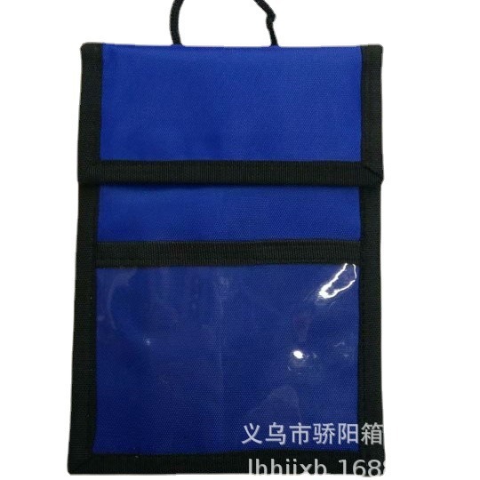 跨境展会证件包 多功能挂脖证件袋 竖款印花拉链口袋护照包现货白底实物图