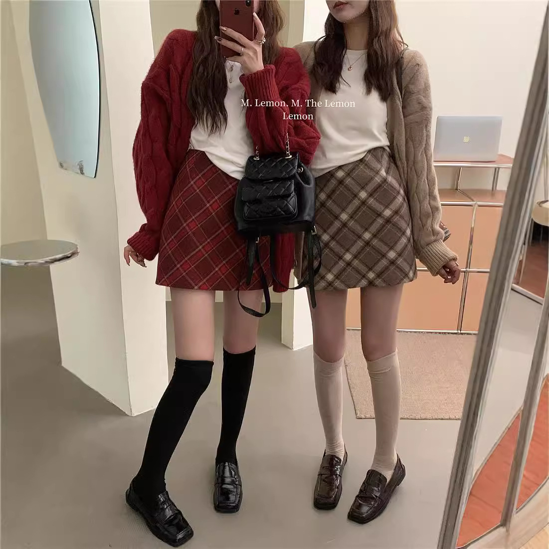 2024 Autumn/Winter new Korean-style chic woolen high-waisted thick A-shaped short skirt, concealing flesh and slimming, plaid skirt for women Application Scenario
