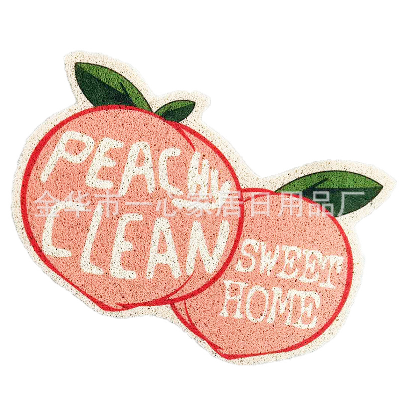 卡通水果丝圈印花家用地垫入户进门垫批发PVC防滑玄关浴室脚垫白底实物图