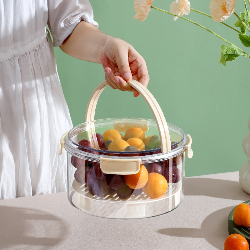 Portable double-layer fresh-keeping box for grains, vegetables, refrigerator, bento box, outdoor picnic blue, snack and fruit storage box Application Scenario