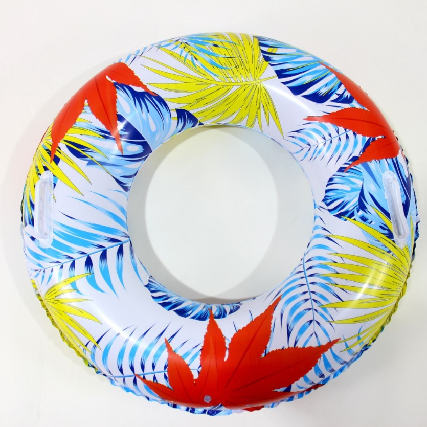 虹雨厂家直销爆款网红新款加厚大扶手枫叶丛林游泳圈