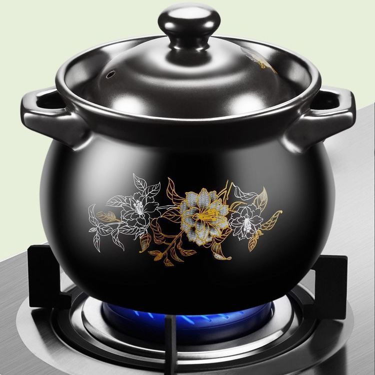 High-temperature resistant and health-preserving stew pot, ceramic stew pot for making soup and porridge, household open flame stone pot details Picture