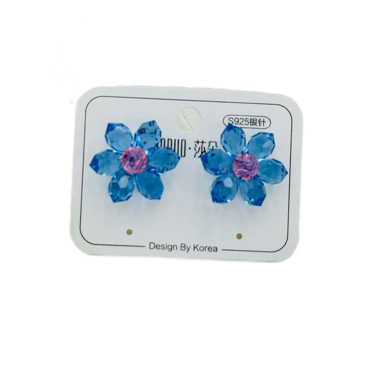 S925 Silver Needle Flower Stud earrings, Austrian crystal earrings for women, Korean version, simple and versatile earrings, anti-allergy and ear piercing Item Picture