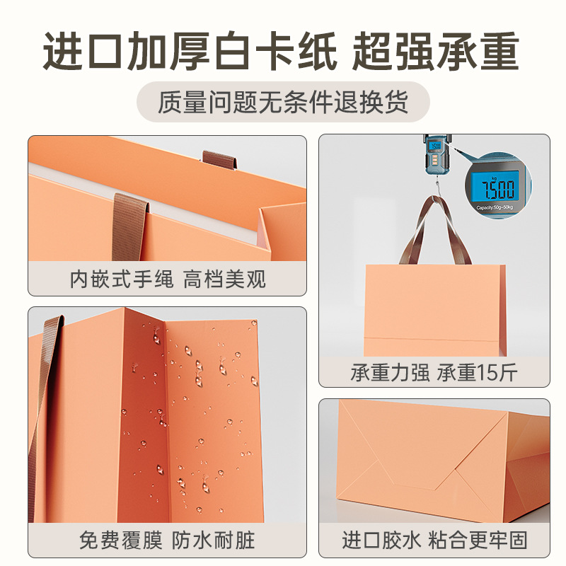 High-end blue paper bags with golden spots, moisture-proof bags, non-woven bags, cowhide shopping bags, gift bags details Picture