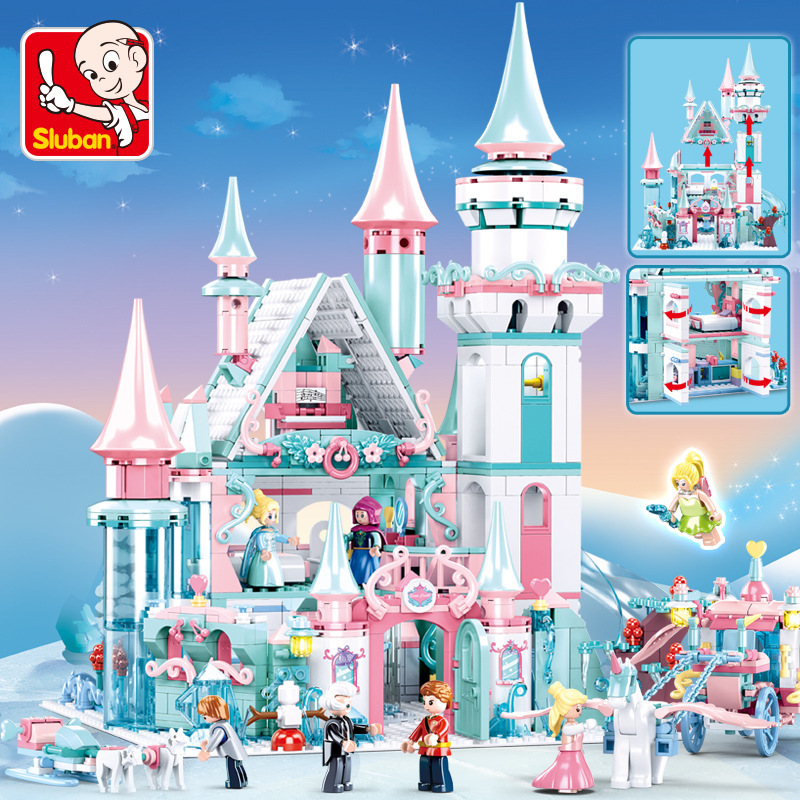 Ice and Snow Carriage, Frozen Castle Girl, Elsa Princess Villa Series toy Assembly, Puzzle toy gift Specification image