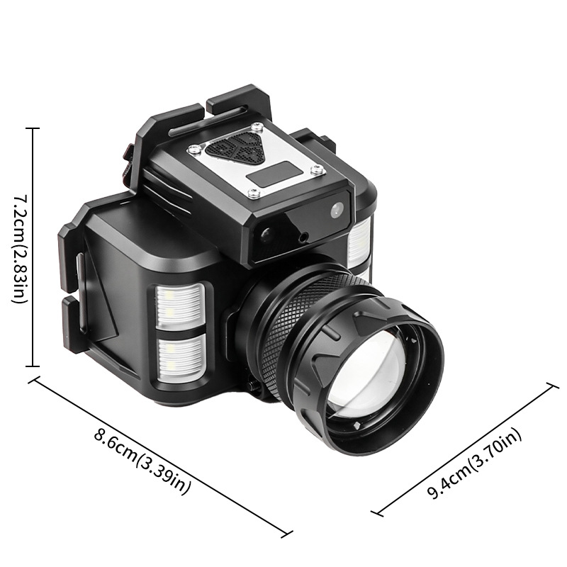 Cross-border 30W LED three-source strong headlamp, long-range anti-glare headlamp for outdoor use, outdoor head-mounted headlamp Item Picture