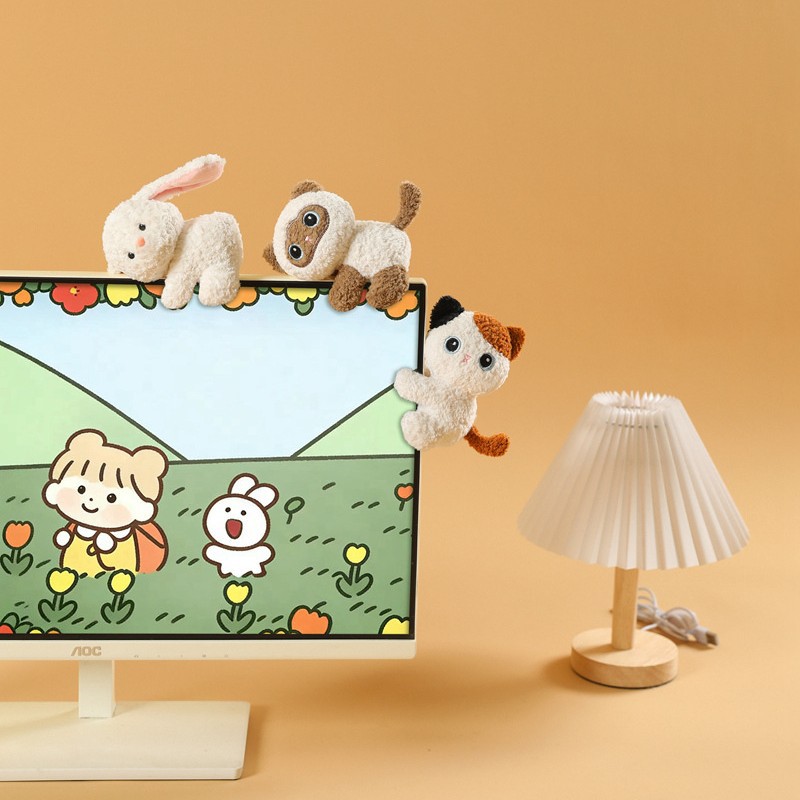 Cute doll computer clips, second-generation office desk companions, plush toys, desktop decorations, cats wholesale