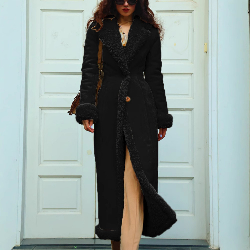 European and American cross-border 2025 autumn/winter thickened women's coat wish Amazon extended warm coat Large size anti-freezing cotton coat details Picture
