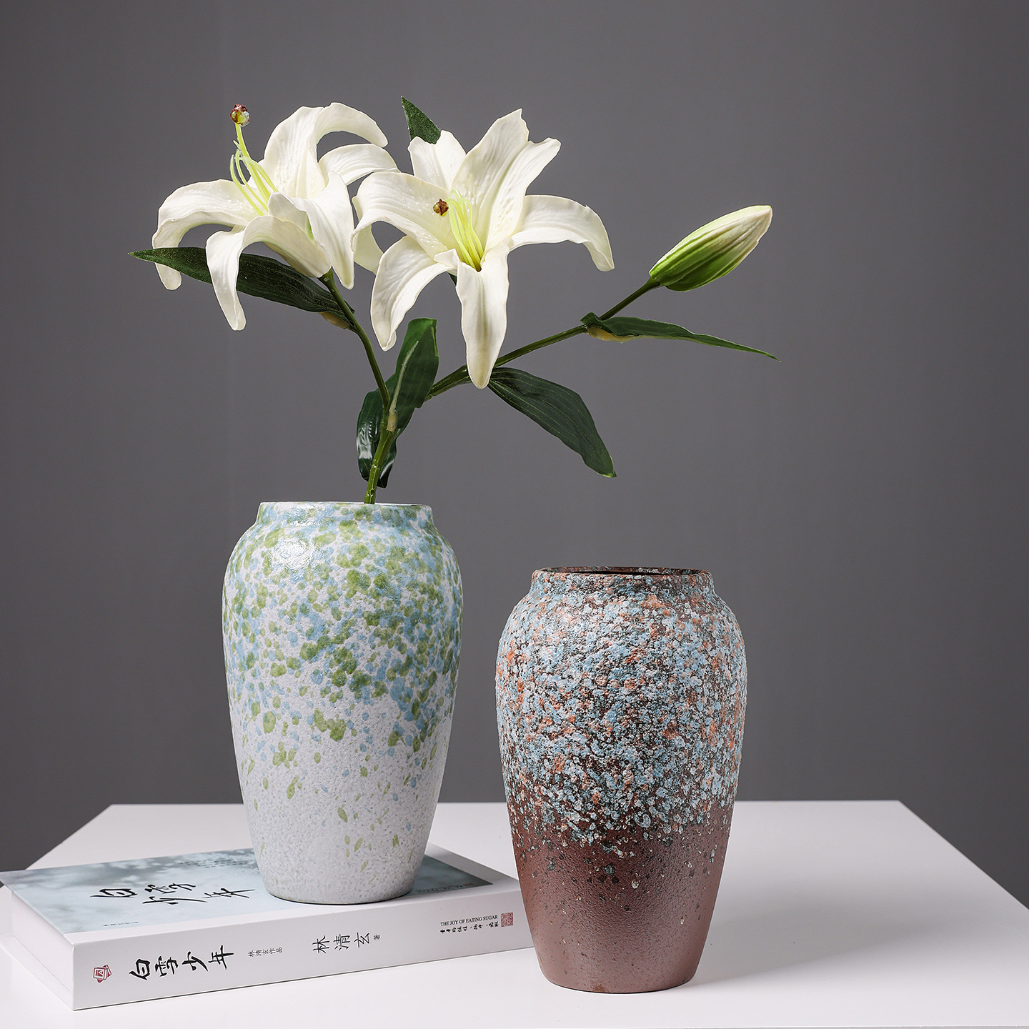 2025中式高级感复古陶瓷花瓶酒店家居客厅玄关插花装饰品摆件无孔水培花器