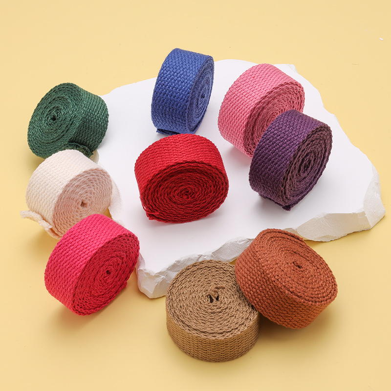 批发加厚涤纶织带书包背包手提包帆布带纯色平纹带瑜伽纺织绑带产品图