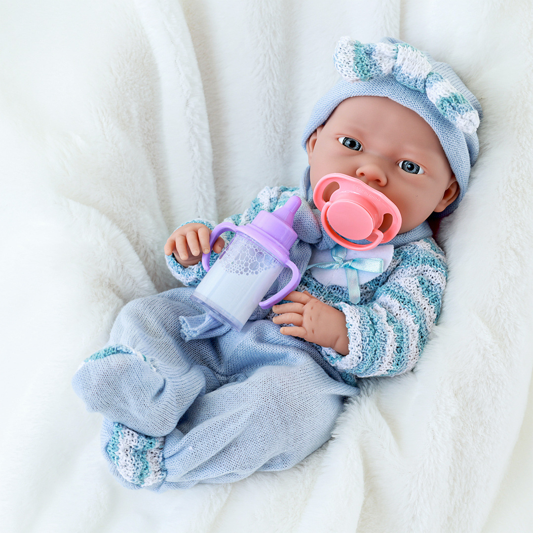 37cm跨境热销重生娃娃婴儿安抚玩具搪胶洋娃娃仿真公仔过家家玩偶