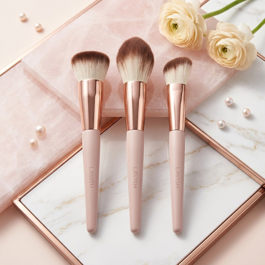 3 makeup brushes, refreshing flame brush, contactor brush, foundation brush, soft bristle beginner makeup set, beauty tools Specification image