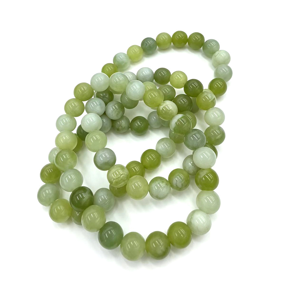 Xiuyan Jade green milk cap bracelet, natural emerald green jade bracelet, 8mm, fresh and delicate bracelet, perfect gift for women on Valentine's Day Item Picture