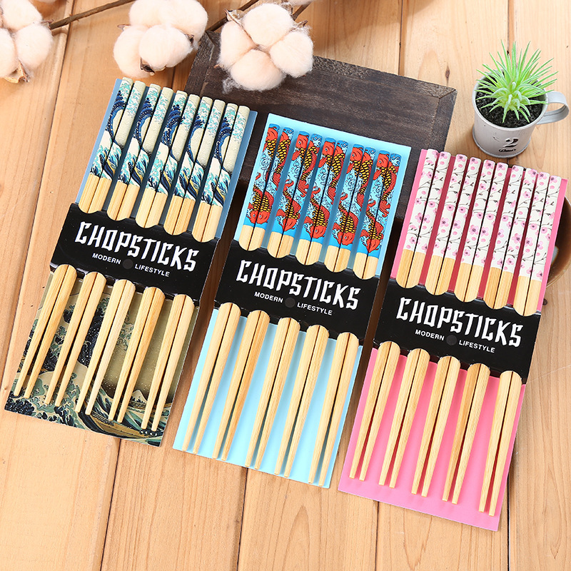 订做日式筷子礼盒5双装餐具礼品楠竹木筷子实木筷子雕刻logo定制