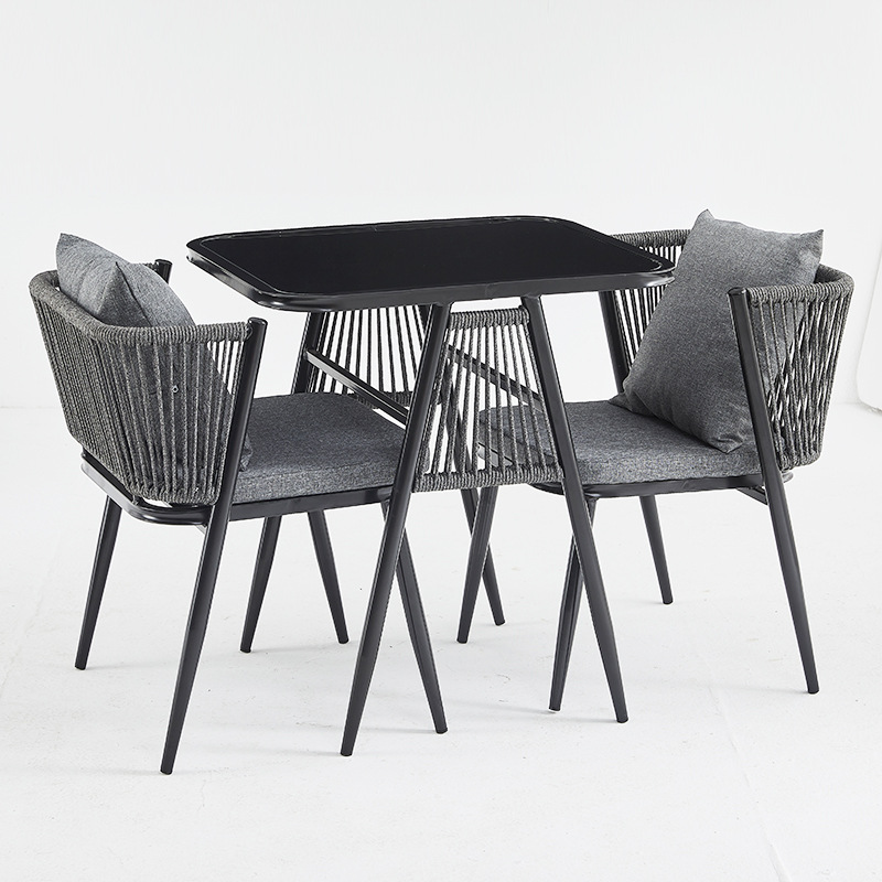 Outdoor courtyard balcony small table and chair, popular leisure tea drinking rattan chair three-piece set, small-sized apartment one table and two chairs, tea table and chair combination Application Scenario