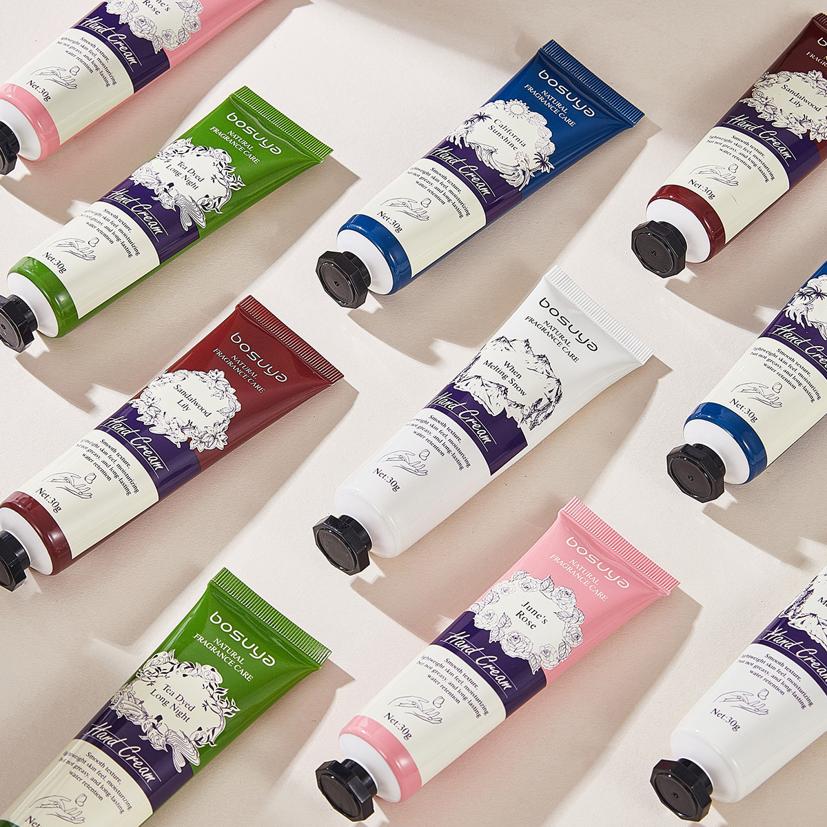 【跨境专供】bosuya香氛护手霜套装滋润防干裂香水护手霜套装批发产品图