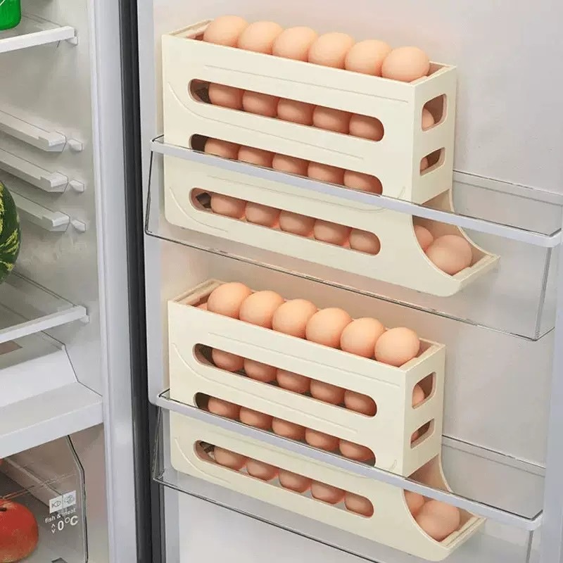 Slide rolling egg storage box, storage for the side door of household refrigerator, kitchen egg retrieval wonder, new automatic rolling egg rack Application Scenario