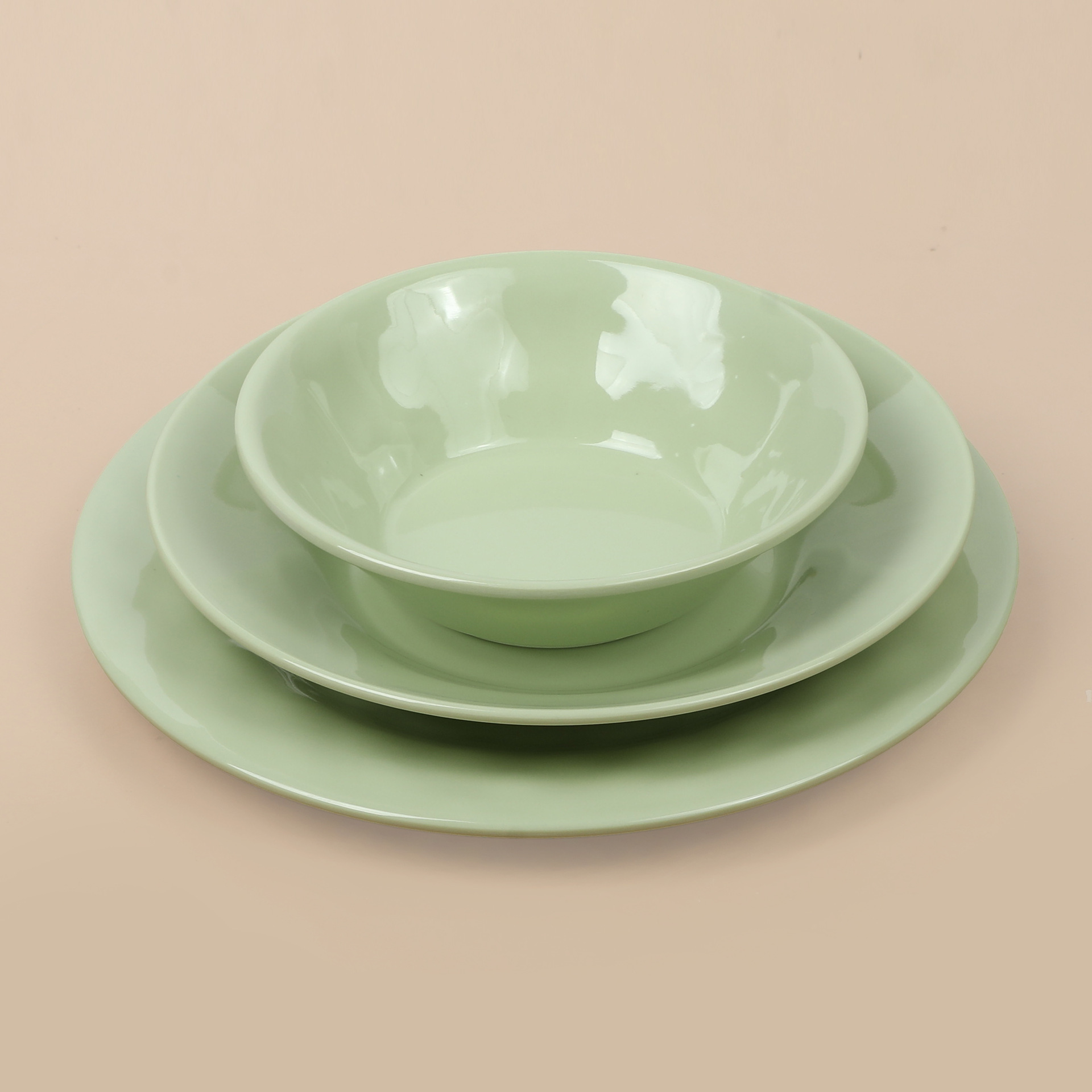 Special bowls for foreign trade noodle restaurants, green imitation porcelain bowls, spicy hot pot rice noodle bowls, plastic melamine tableware, soup noodle bowls details Picture