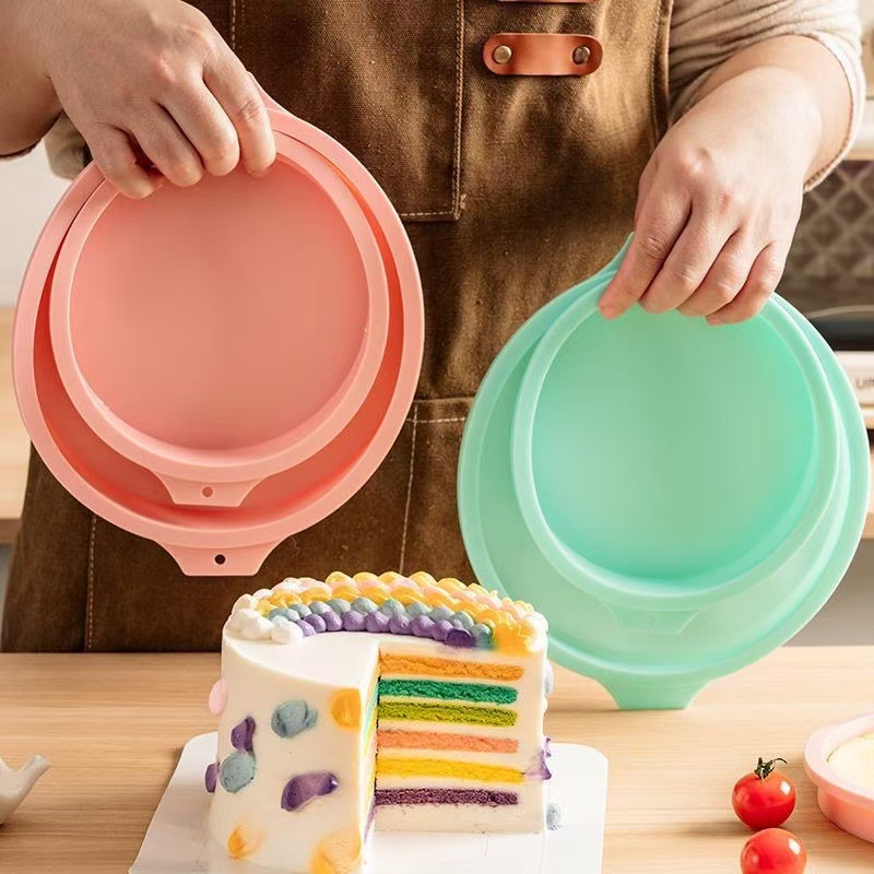 4 6 8寸硅胶蛋糕模彩虹慕斯戚风蛋糕分层烘焙圆形烤盘磨具耐高温