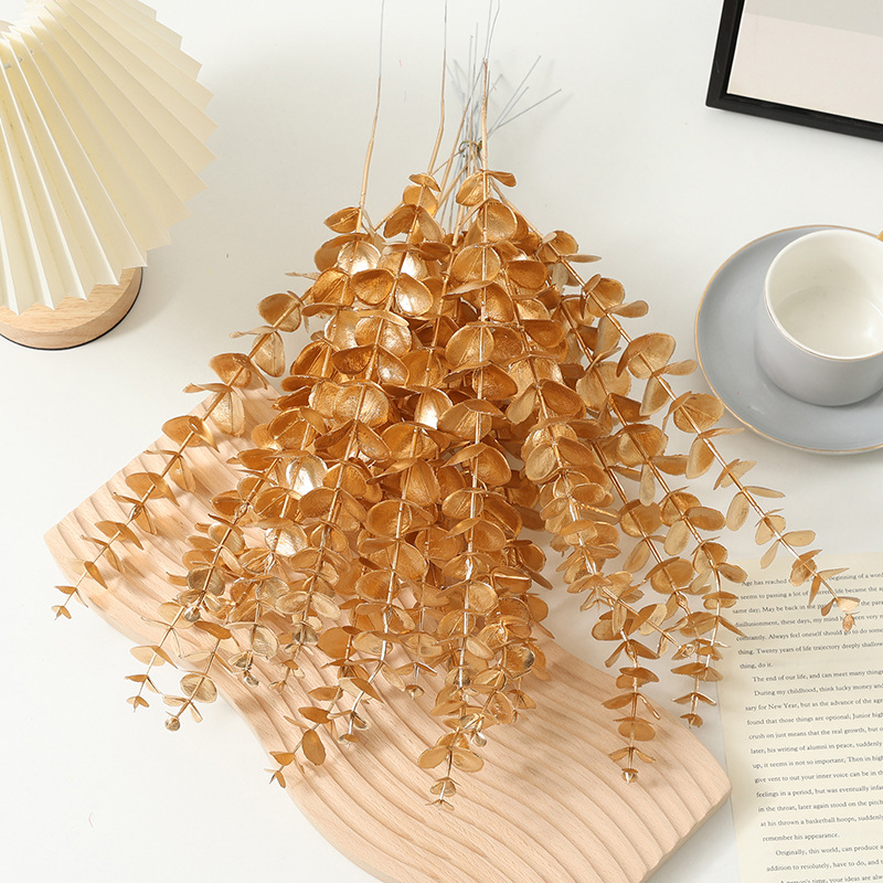 Dove Simulation Single golden eucalyptus New Year flower bonsai materials wholesale project home decoration flowers details Picture
