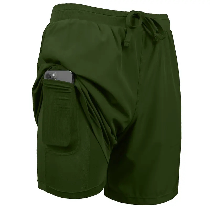 Cross-border sports shorts, men's quick-drying fitness sports pants 2-piece set, men's anti-glare tight pants, outdoor casual pants Item Picture