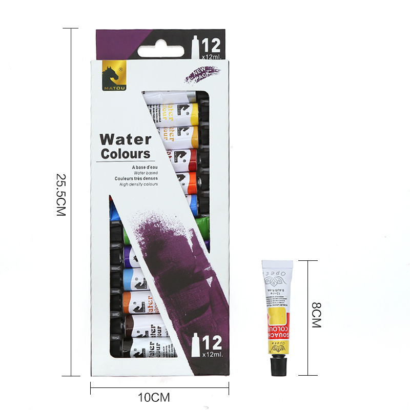 Cross-border Acrylic 12ml 12-color paint set Watercolor gouache Art Painting Paint Glass Textile Oil painting paint Application Scenario