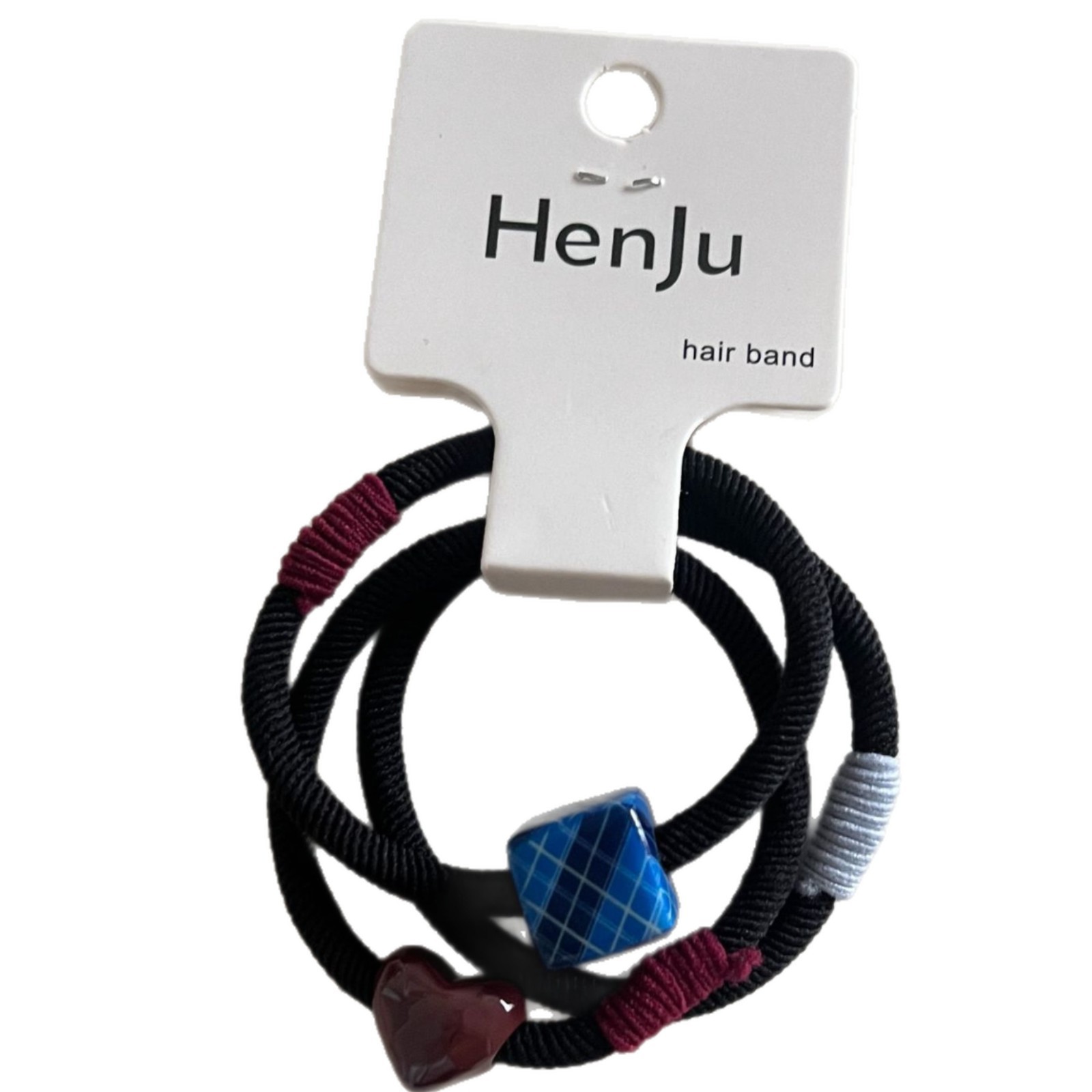 3-piece set ~ Beautiful checkered new ponytail hair tie headband, retro hair accessory, hair tie, Korean ins leather band headband Item Picture