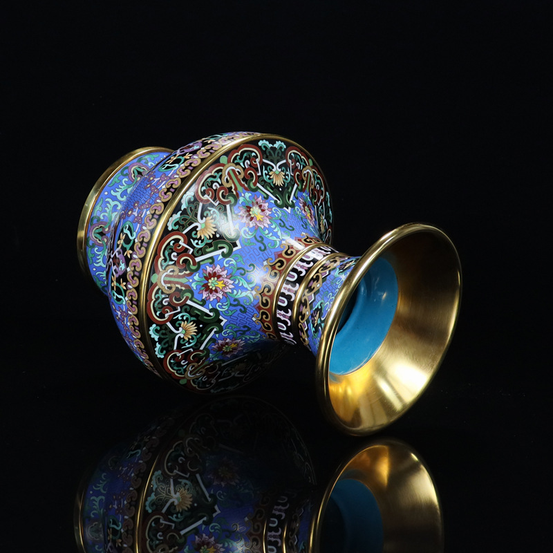 Master's Work (Zhang Xiangdong) Jingtai Blue Vase, Traditional Copper body Cloisonne Enamel 12-inch Huarui Long Vase details Picture