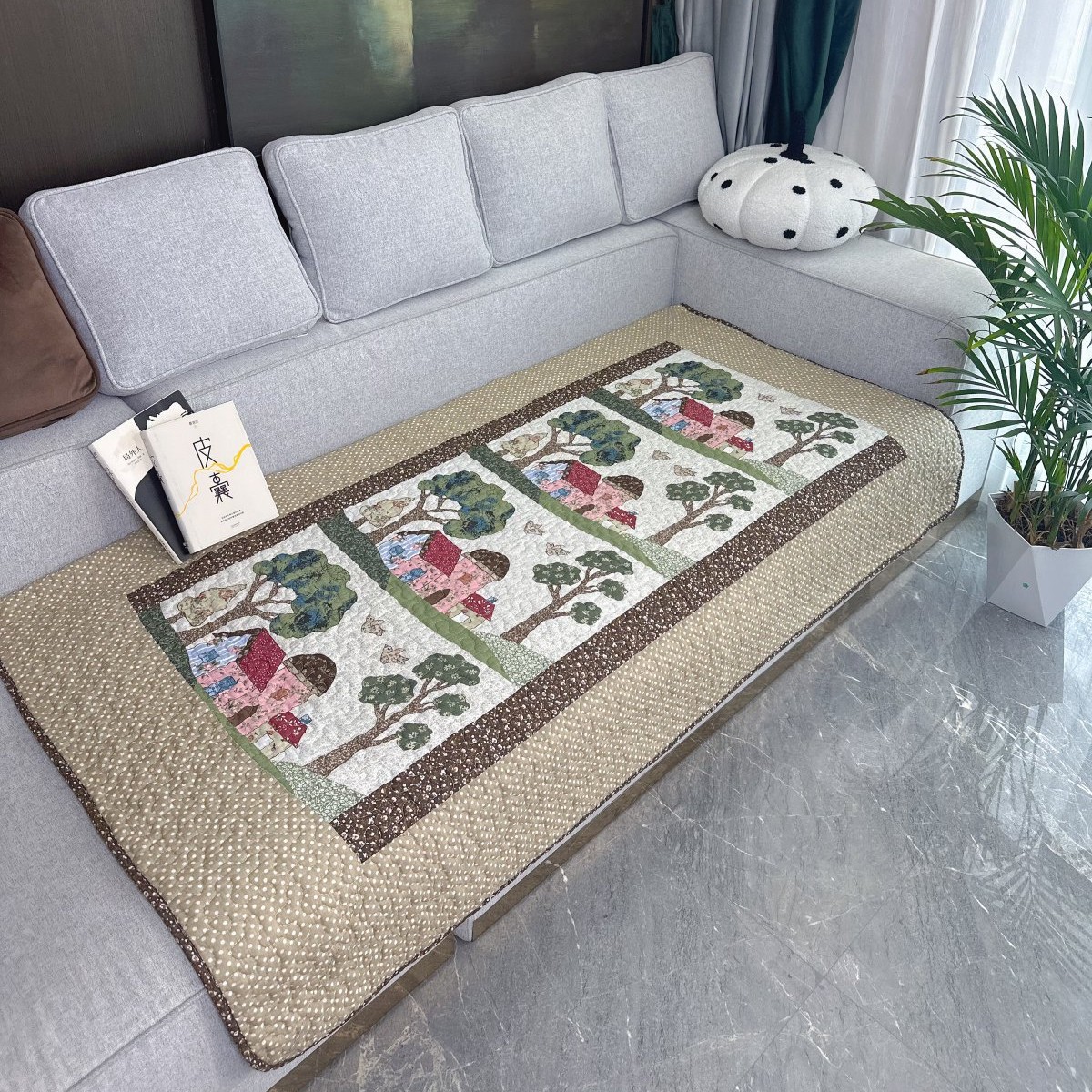 Cross-border pure cotton sofa MATS, kitchen MATS, living room crawling floor MATS, water-absorbing machine washable quilted anti-slip MATS, tatami manufacturers Application Scenario
