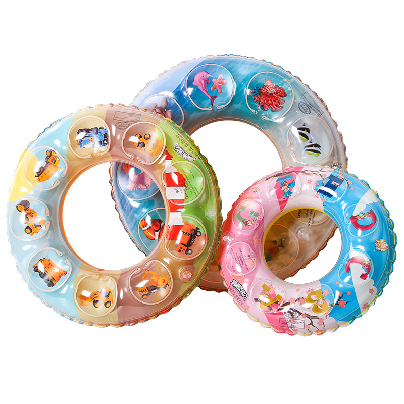 New thickened inflatable crystal ring swimming equipment life buoy wholesale, double-layer children's swimming ring crystal ring Item Picture