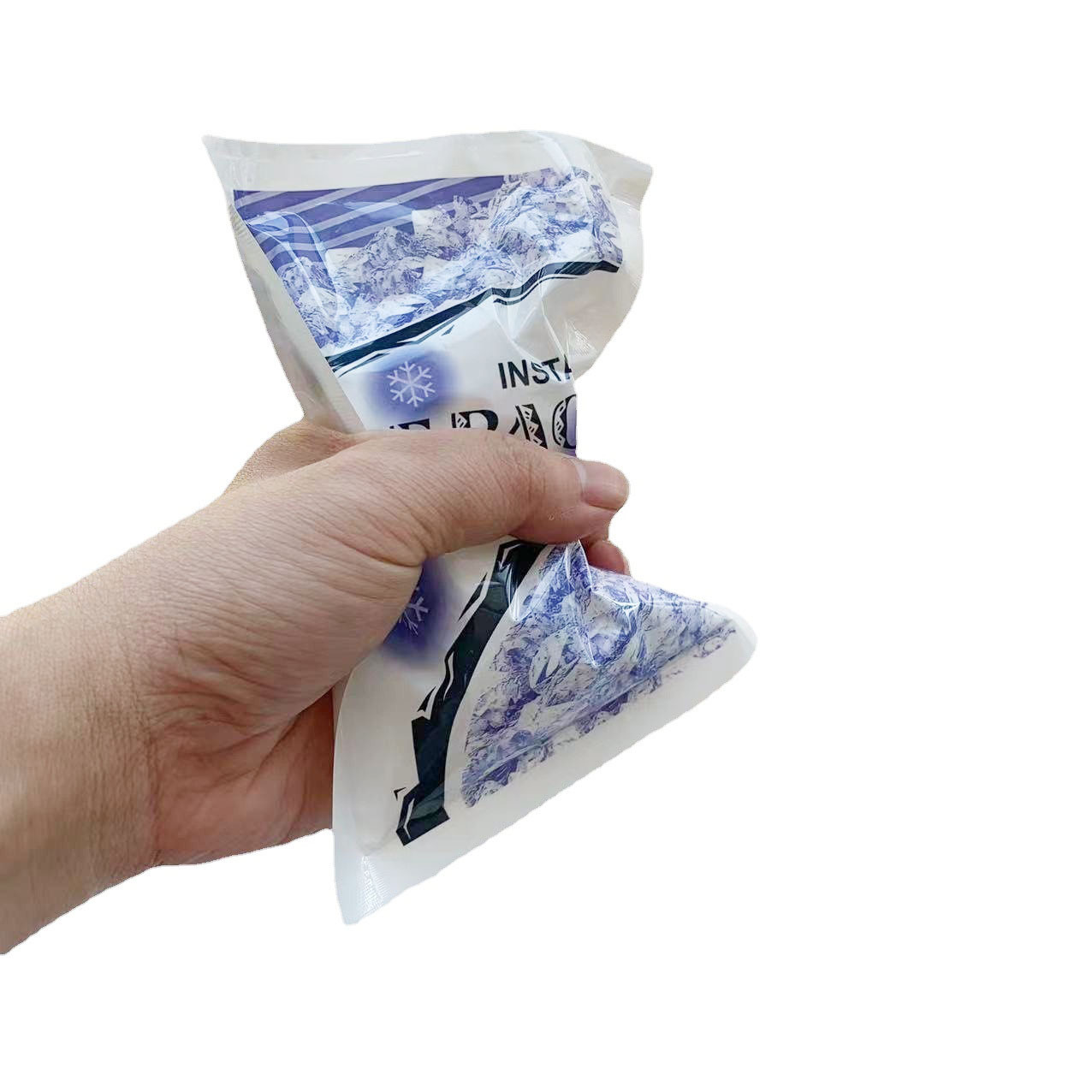 Wholesale of 100G English snowflake ice packs in stock, disposable cold compress cooling ice packs, quick-cooling external injury ice packs Application Scenario