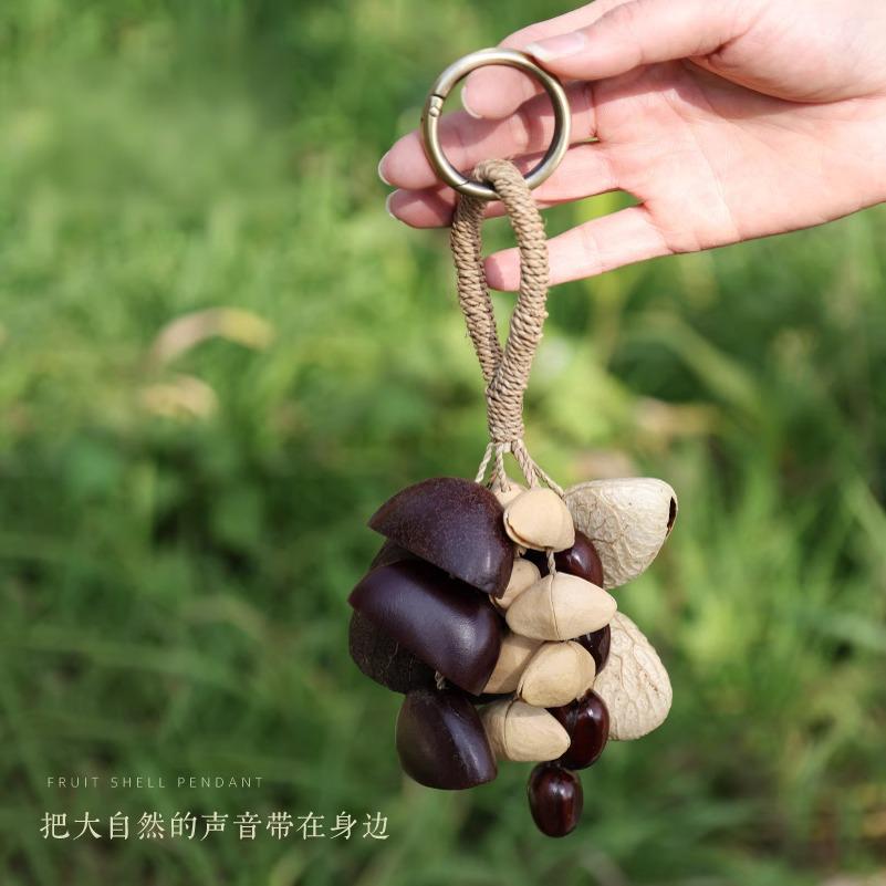 Duck tendon pendant, black fruit shell shoulder bag, full wish backpack, rattan bell pendant, fruit shell, Indonesian bell, fruit shell, sound therapy, oleander Application Scenario