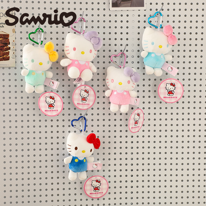 Sanrio official Hello Kitty plush toy, cute cat schoolbag doll, small pendant, KT cat keychain doll details Picture