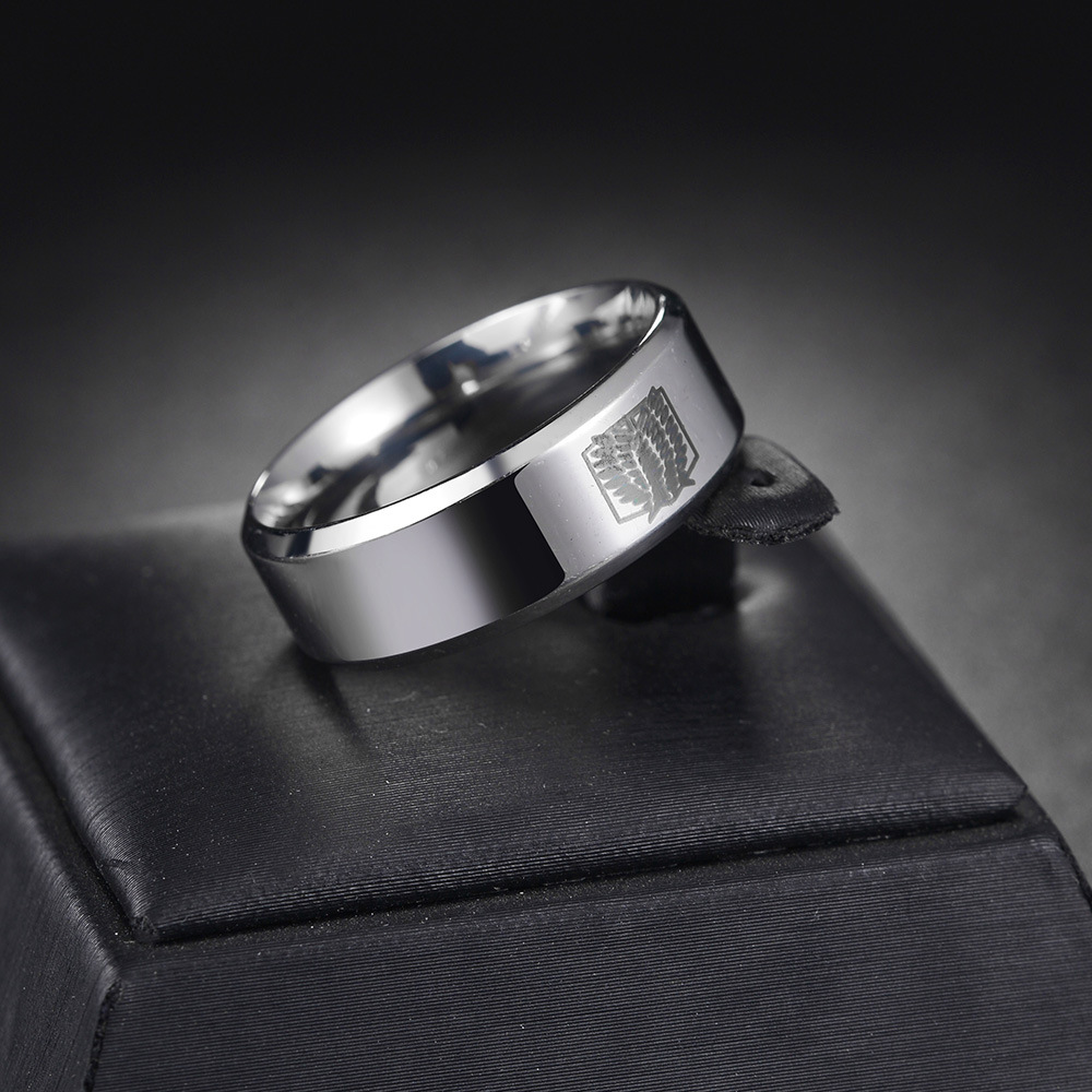 Aliexpress's best-selling simple accessory: 8MM beveled smooth ring, laser-engraved Freedom Wing stainless steel ring Application Scenario