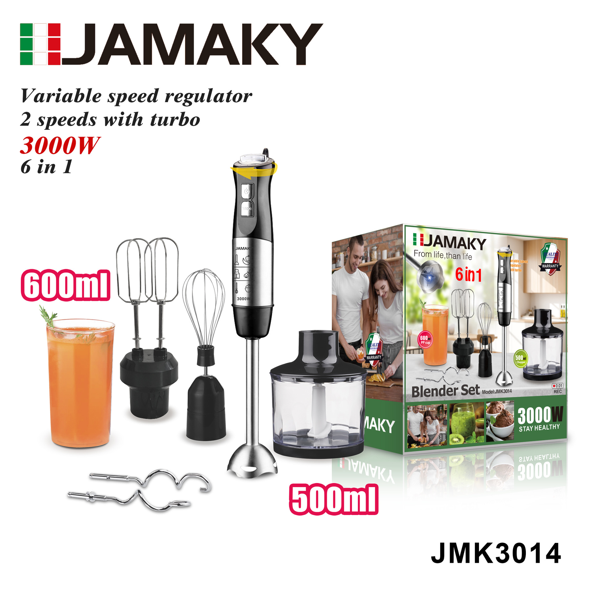 JAMAKY 家用搅拌器打蛋器绞肉机榨汁机4合1大功率多功能搅拌套装JMK3014